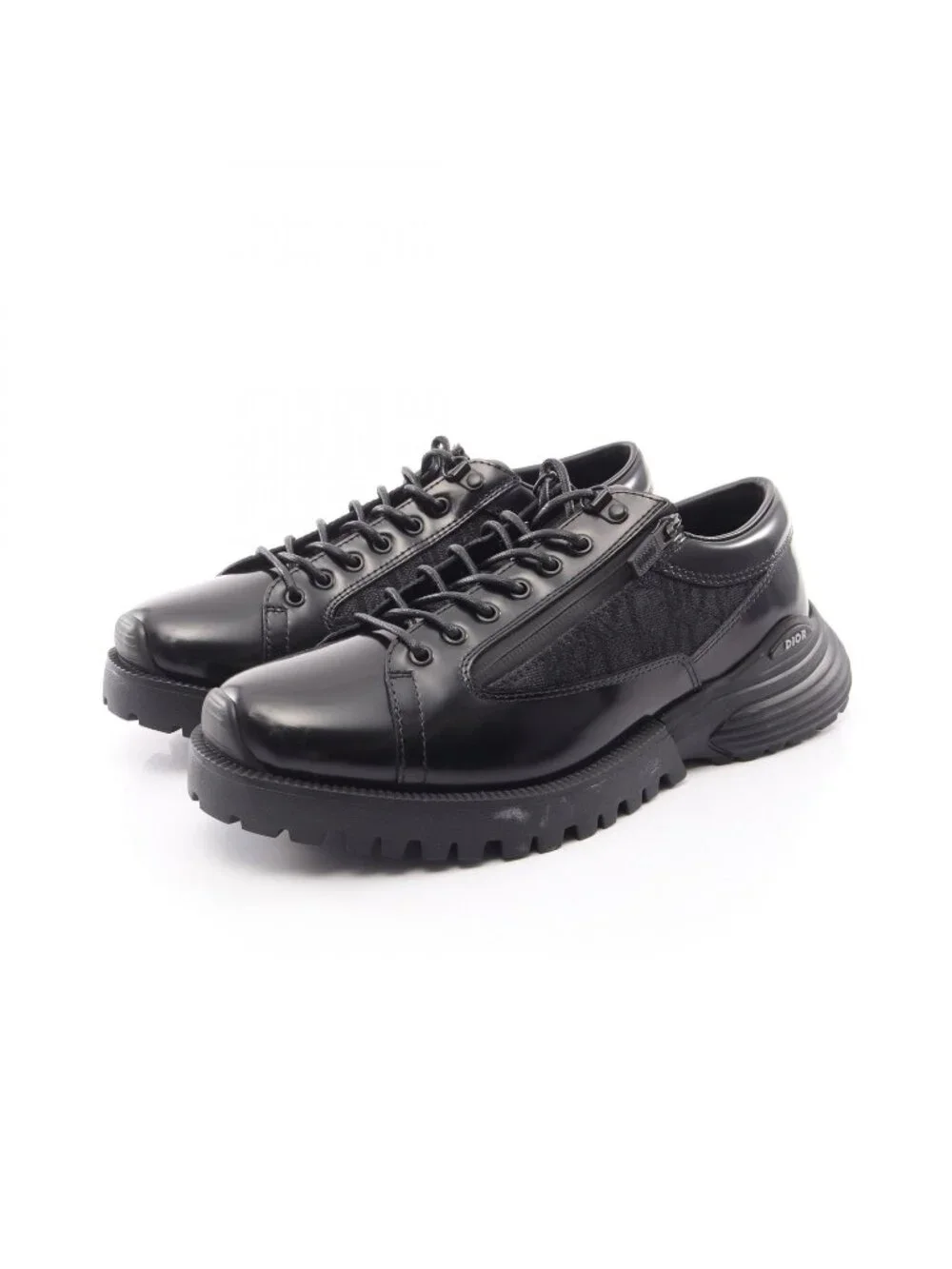 Dior Sneakers Combat Oblique Jacquard Derby Shoes Leather Canvas